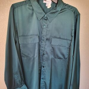 Green Button-Up Men's Shirt